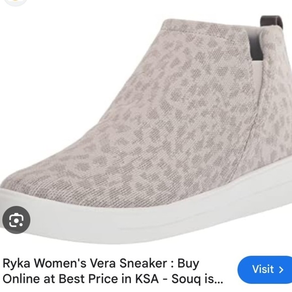 Ryka Shoes - Ryka Knit Leopard Print Slip On Bootie Style Sneaker Grey